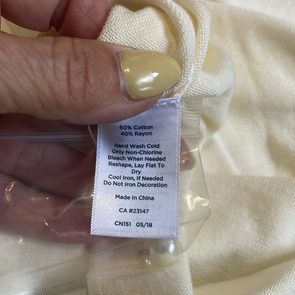 RSVP By Talbots Lightweight Sweater Pearl-Embellished collar Cream Women’s S NEW - Picture 11 of 13
